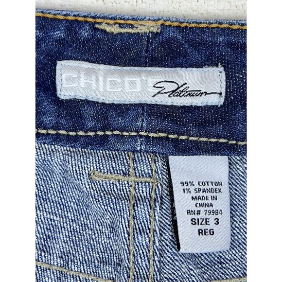 Chico’s Platinum Braided Dayton MR Denim Jeans Size 3 / XL / 16 Dark Wash - Picture 6 of 12